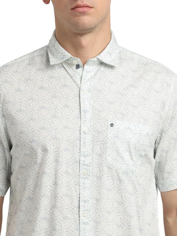 Turtle Men 100% Cotton Slim Fit Grey Printed Half Sleeve Casual Shirt