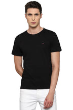 Louis Philippe Cotton MenS Solid Slim Fit T-Shirt (Lrkccslfl65420_Black, Large