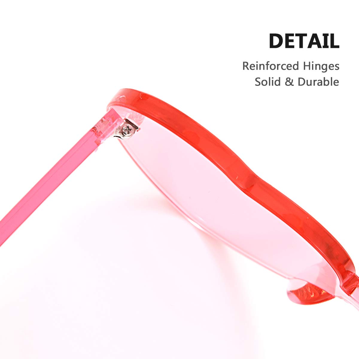 OLINOWL Yoela Heart Thick Oversized Rimless Sunglasses One Piece Heart Shape Eyewear Colored Sunglasses for Women