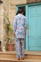 Leriya Fashion Women'S Rayon Printed Regular Western Co-Ord Set (Lf-W2109&Tr1064_Blue_Xl)