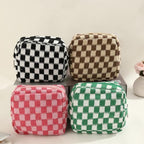 LYDZTION 4 PCS Checkered Makeup Bag Cosmetic Bag for Women Checkered Pouch Plaid Makeup Bag for Women Small Makeup Bag Storage B