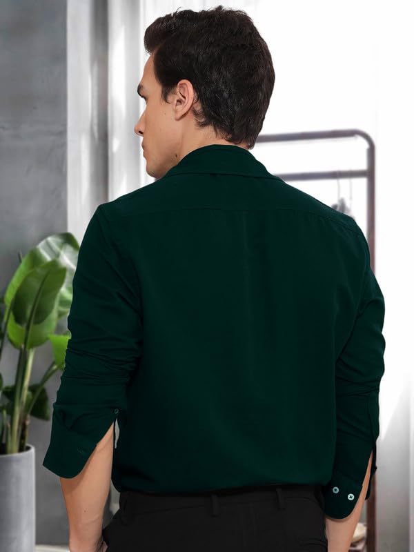 Tee Projekt Cotton Office wear Shirt|| Solid Shirt for Mens|| Casual Shirt for Men||Long Sleeve Spread Collar Shirt for Men Oli