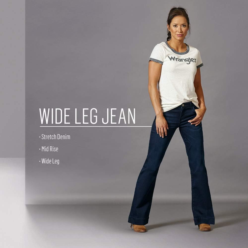 Wrangler Women's Retro Mae Mid Rise Stretch Boot Cut Jean, WIDE-LEG TROUSER