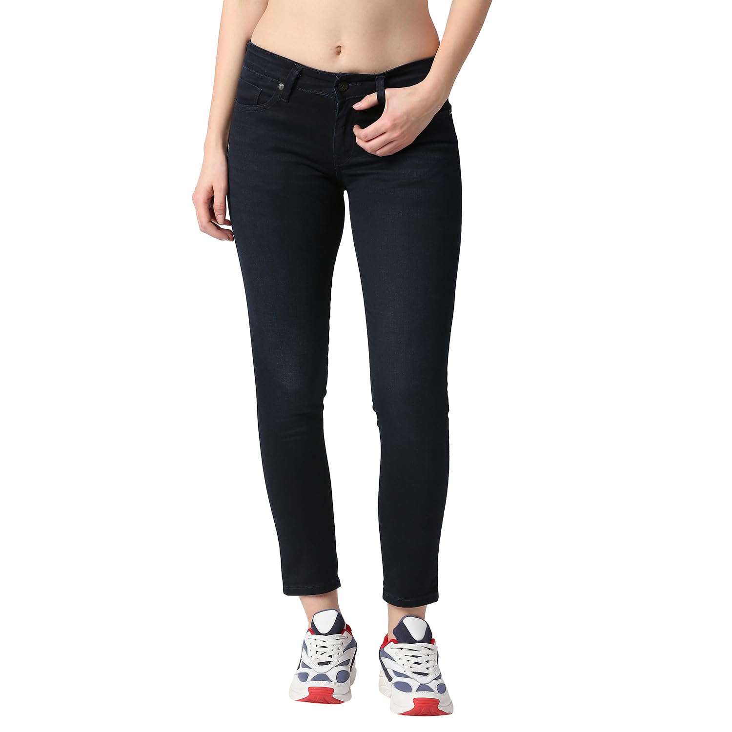 Pepe Jeans Ladies June Lola Skinny Fit Mid Waist Jeans, Dark Used,34