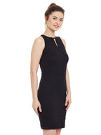 Miss Chase WomenS Super Comfortable Solid Sleeveless Round Neck Mini Bodycon Dress With Zip Closure | 3 Colors(Mcaw15D01-75-62-