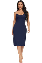 LB LIFEBEST Women's Full Slips Cami Long Spaghetti Strap Under Dress Navy Blue