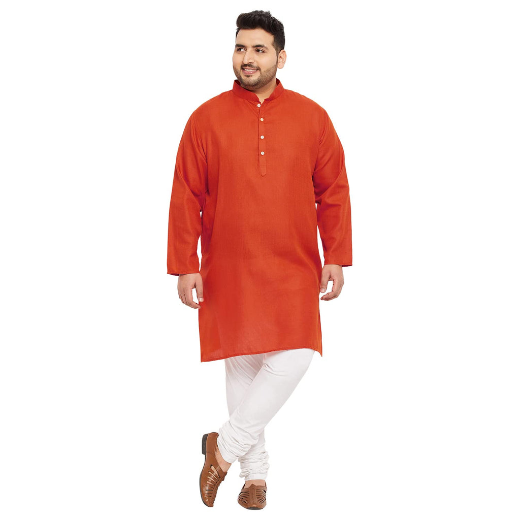 Bigbanana Plus Size Men'S Regular Fit Kurta (Ullas-Orange,Orange,7Xl)