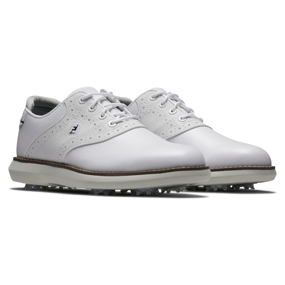 FootJoy Traditions Junior Golf Shoe, White/White, 6 US Unisex Big Kid