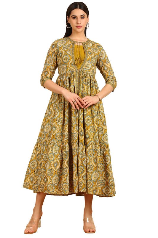 Soch Women Tiered Cotton Dress with Jacket