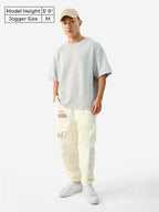The Souled Store Official Peanuts: Comics Street Champ Men and Boys Drawstring Off-White Oversized Joggers Casual Lounge Fashion