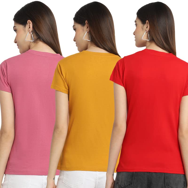 Preneum Womens Cotton Regular Fit Latest Graphic Stylish Printed Short Sleeves Casual T-Shirt || Latest Trendy & Styles (Pack 3