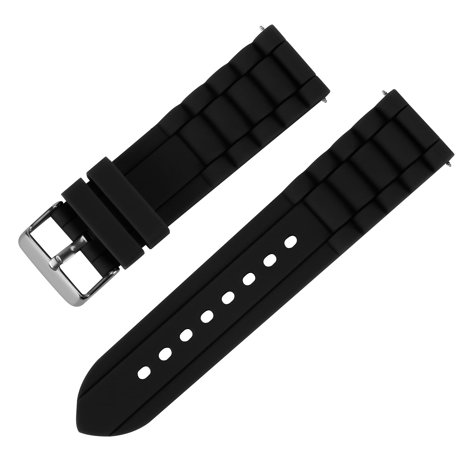 24mm Men's Black Silicone Rubber Watch Straps Bands Waterproof for Fossil Watch Replacement