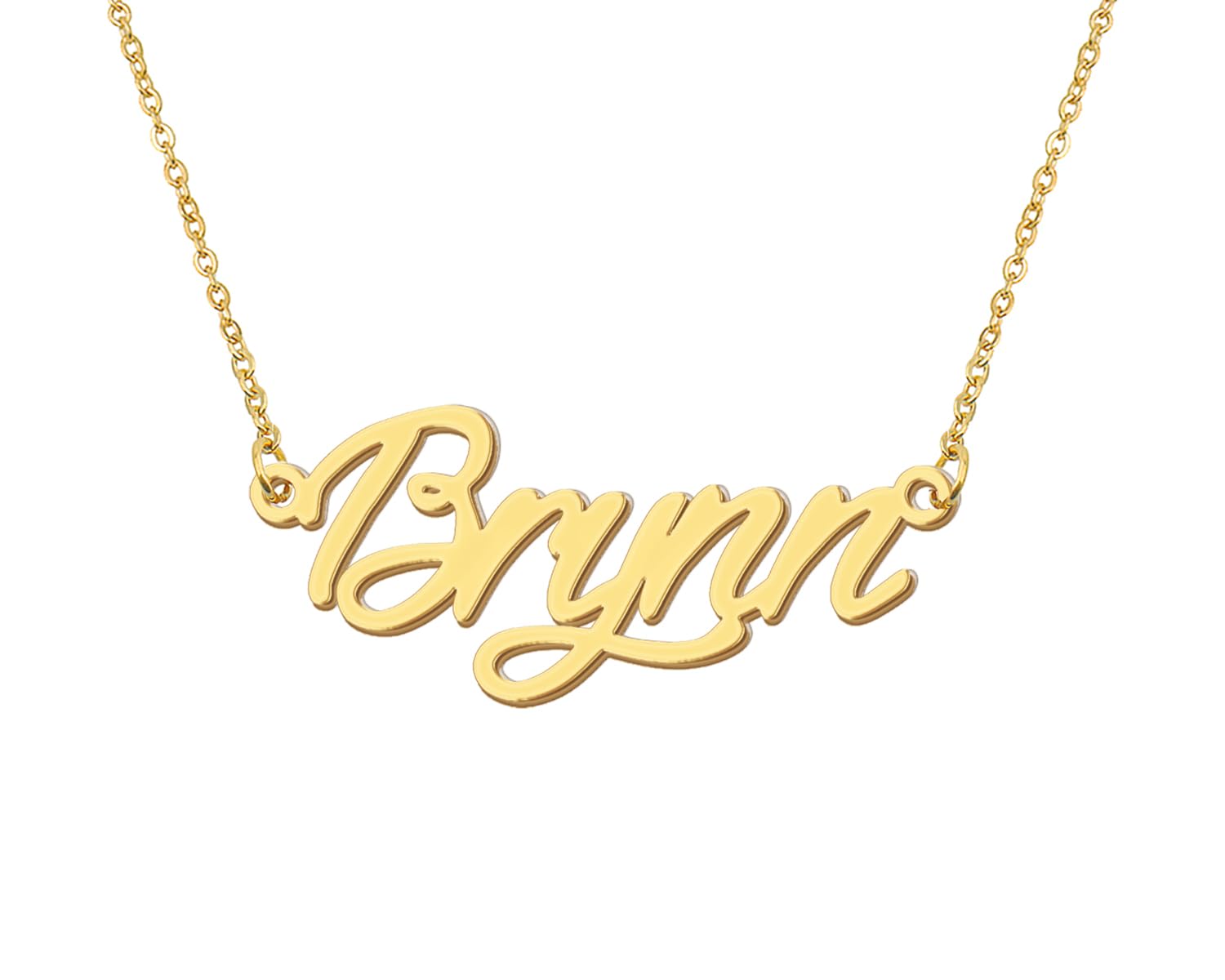 Aoloshow Brynn Name Necklace 18k Gold Plated Nameplate Necklace Stainless Steels Womens Jewelry for Christmas