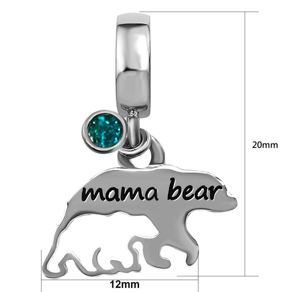 JMQJewelry Halloween Mother Daughter Grandma Mama Bear Love Mom Birthday Birthstone December Women Bead Charms Fit Pandora Brace