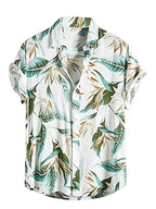 Lookmark MenS Cotton Blend Stitched Printed Half Sleeve Regular Fit Shirt(Printed Regular Fit Shirt Elias-M) White