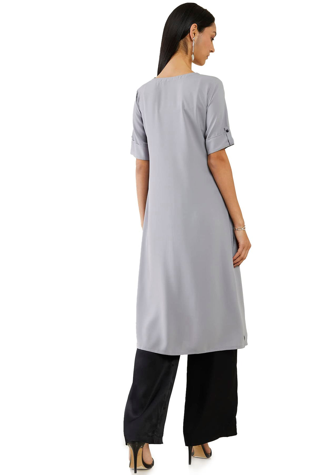 Soch Women Grey Viscose Solid Kurta