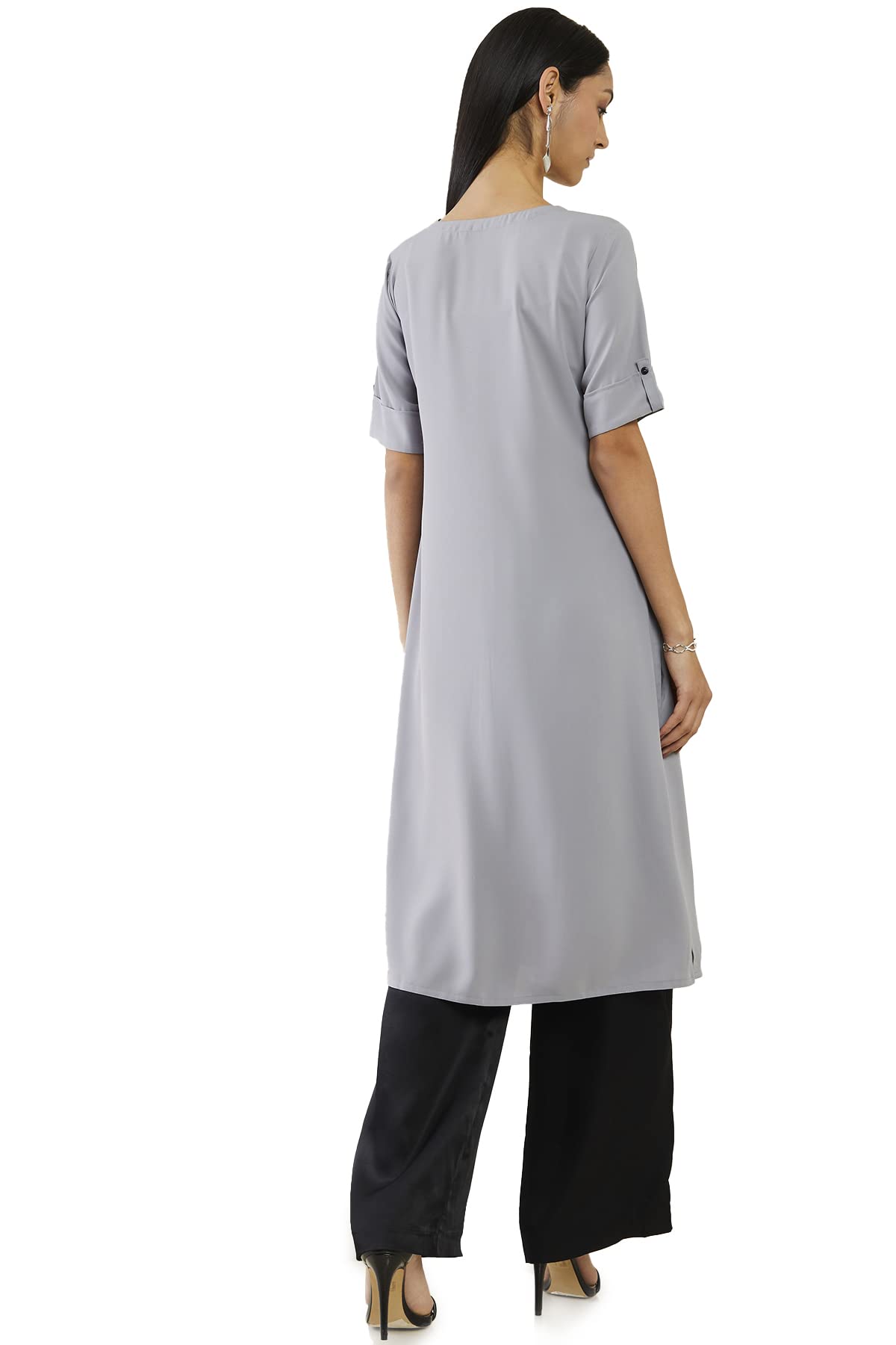 Soch Women Grey Viscose Solid Kurta