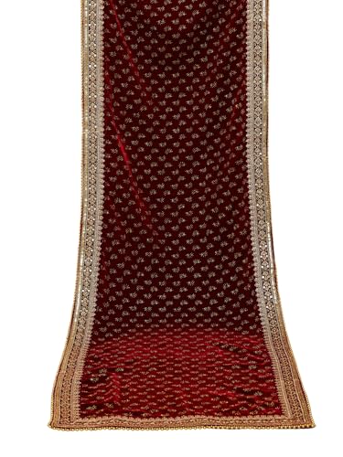 Manyavar MenS Velvet Embroidered | Moti Work Dupatta(Maroon)