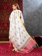 ANNI DESIGNER Womens Cotton Blend Straight Printed Kurta with Pant & Dupatta (Nairiti White-JL_L_White_Large)