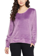 Clovia Womens Chic Basic Sweatshirt in Purple (LTW168P12_Purple_3XL)