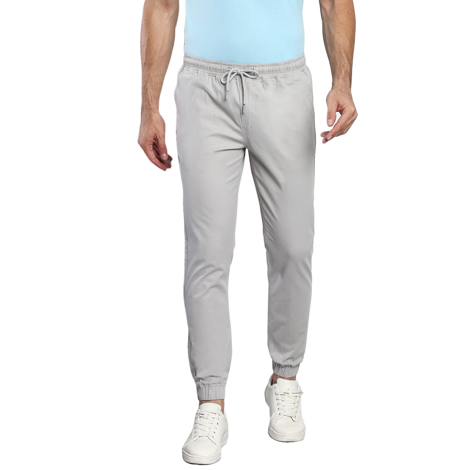 Dennis Lingo Solid Cotton Mens Casual Drawstring Joggers, Straight Fit, Mid Rise, Stretchable Ankle Length Athletic Track Pants