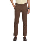 Turtle Men Cotton Stretch Dobby Print Ultra Slim Fit Brown Casual Trouser