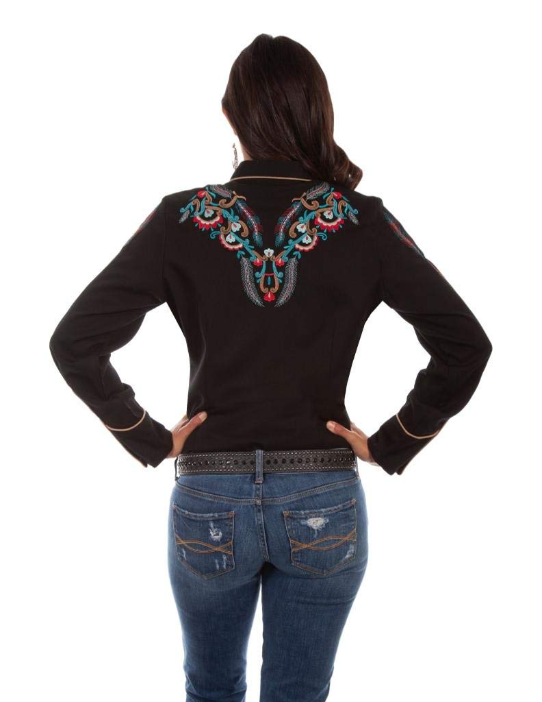 FLORAL & FEATHER EMB. BLOUSE