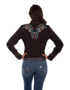 FLORAL & FEATHER EMB. BLOUSE