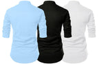 Finivo Fashion MenS Cotton Blend Regular Fit Solid Casual Kurta Shirt Pack Of 3