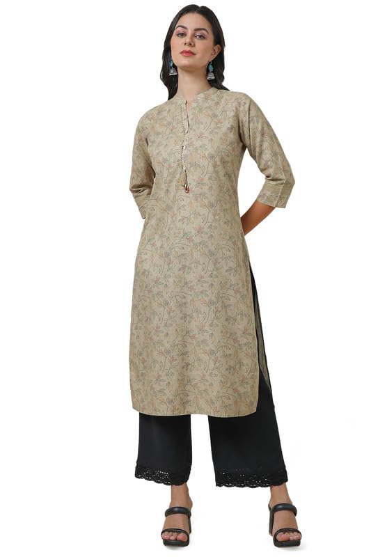 Soch Women Botanical Linen Blend Kurta with Tassels