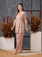 ANNI DESIGNER Womens Cotton Blend Printed Ethnic Co-ord Set (AYS Purple-NW_XL_Purple_X-Large)