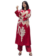 ANNI DESIGNER Women s Rayon Kurta with Palazzo, Red, 44