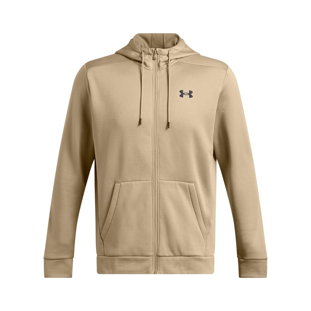 Under Armour Men's ArmourFleece Full Zip Hoodie, (299) City Khaki / / Black, Medium
