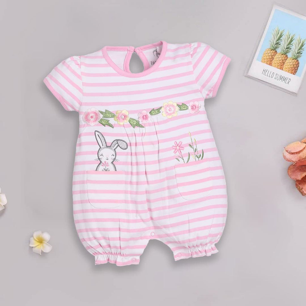 BabyGo Half Sleeves Baby Romper| 100% Cotton Rompers for New Born Baby| Baby Dress | Sleepsuit for Baby Girls| Onesies| 0-3M| 3-