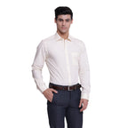Turtle Men Cotton Cream Slim Fit Solid Formal Shirts