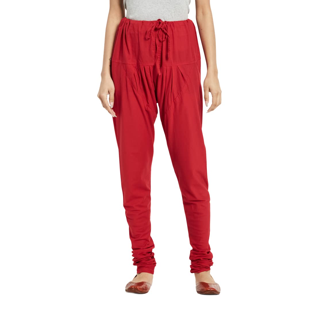 Fabindia Womens Red Cotton Solid Regular Fit Churidar