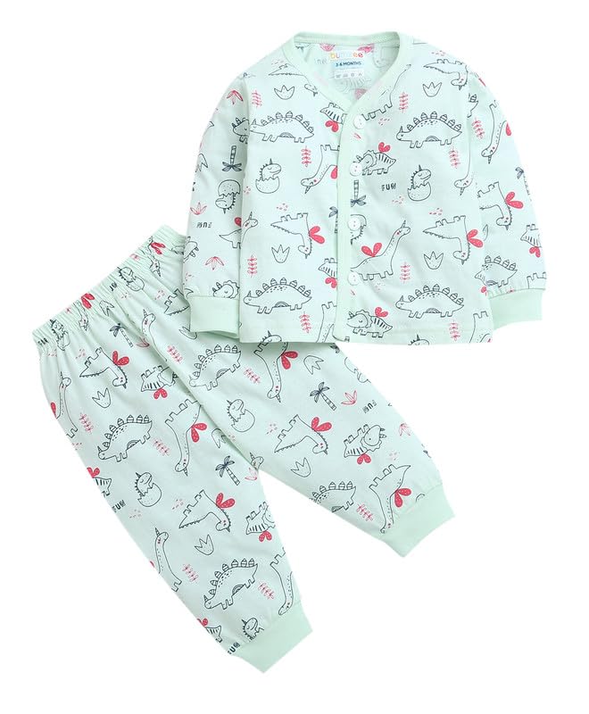BUMZEE Light Green Baby Boys Full Sleeves Jabla & Pyjama Set Age - New Born (Peb9279B-lgn)
