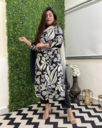 ANNI DESIGNER Womens Cotton Blend Printed Straight Kurta with Pant & Dupatta (Jasper Black_5XL_Black_XXXXX-Large)