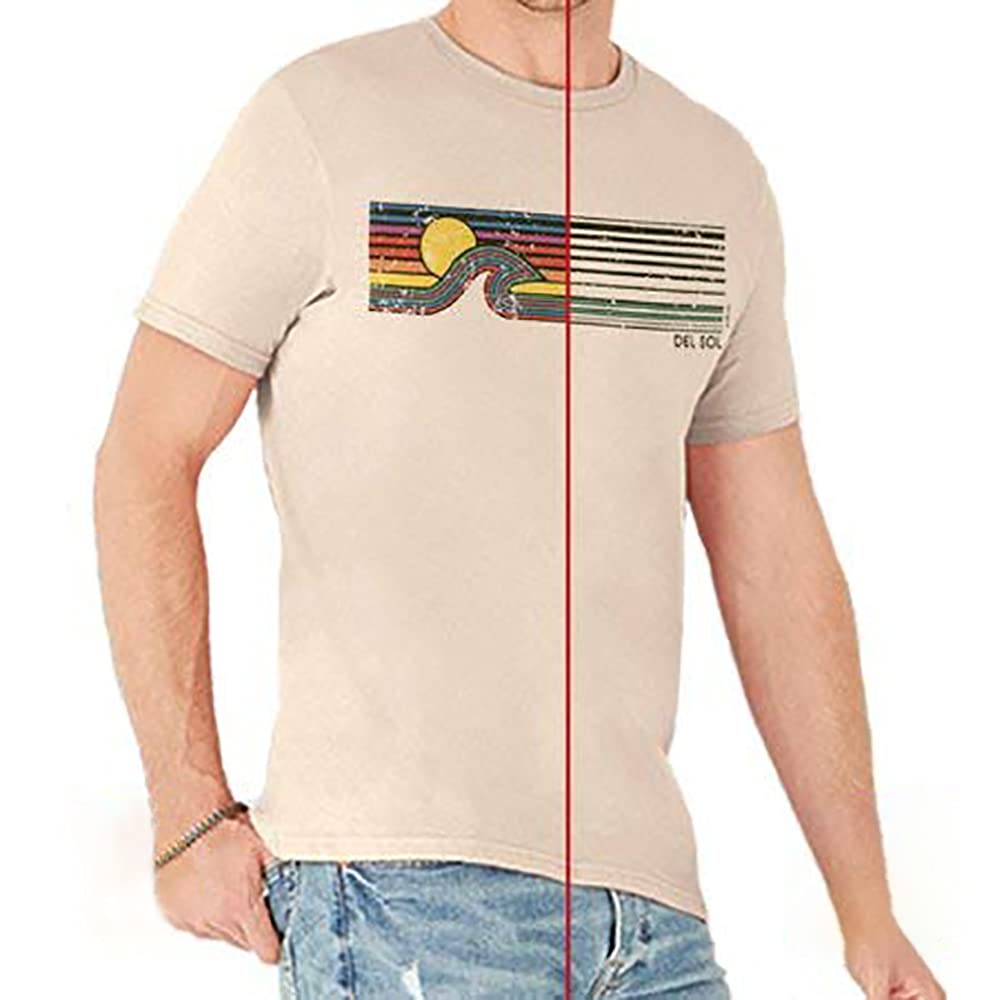 Men Crew Tee - Sunset Wave - Grey by DelSol for Men - 1 Pc T-Shirt (S)