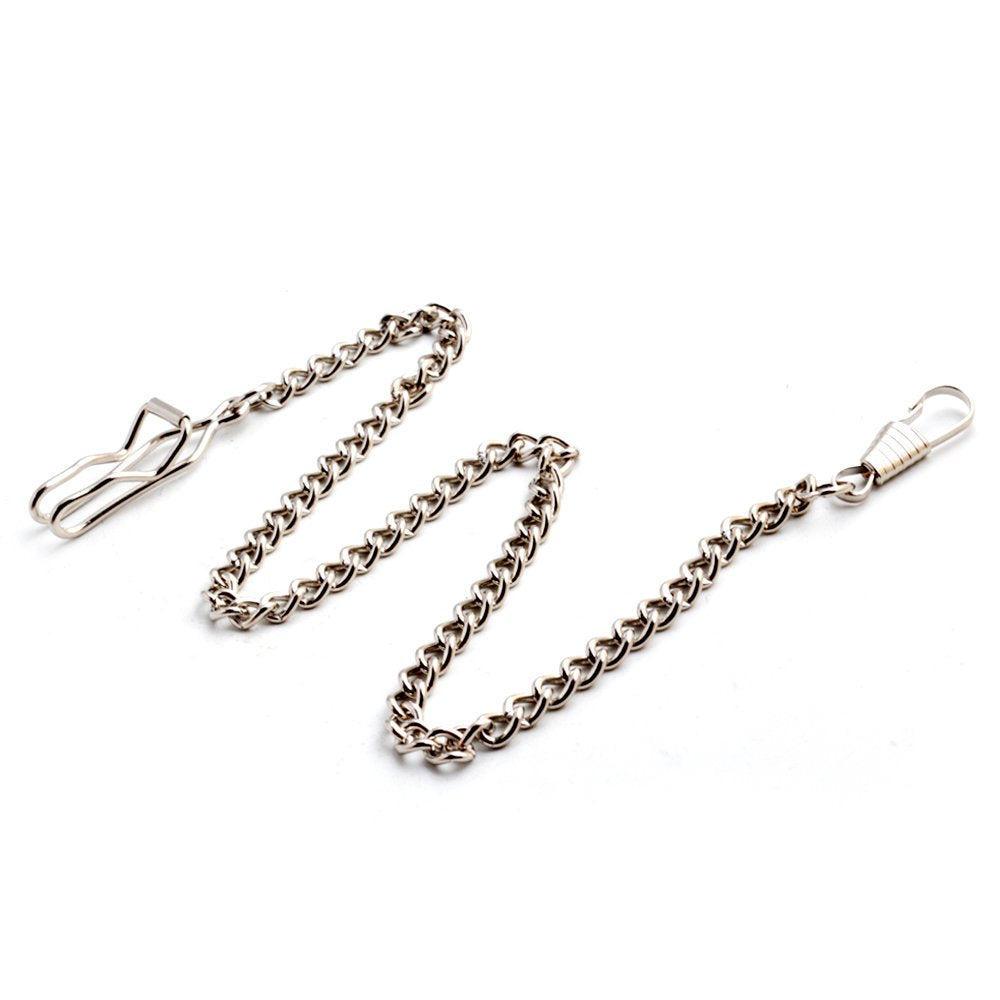 BOSHIYA 2 Pack Clip Pocket Watch Chain Gold/Silver Vintage Metal Alloy Chain Albert Vest Chain Accessory for Your Pocket Watch