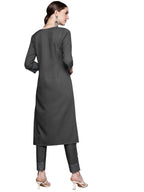 Ziyaa Women'S Grey Rayon Straight Kurta And Pant Set(Zikury3910Andpa)