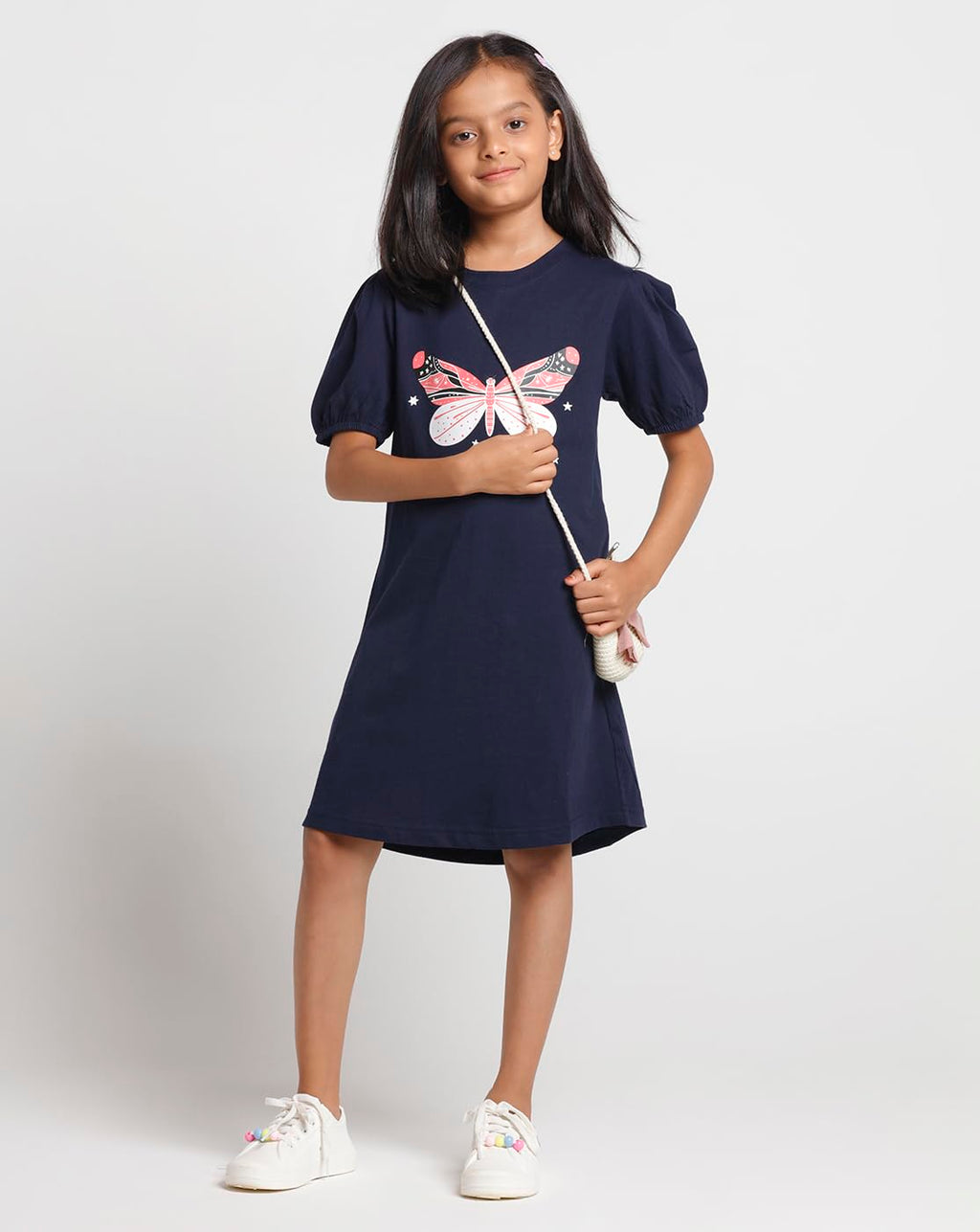 T2F Girls Puffed Sleeve 100% Cotton Knee Length Printed Nightgown, Nightdress, Sleepwear (Pack of 3) Multicolour