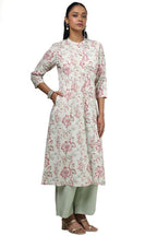 Soch Womens Beige Linen Floral Print Kurta