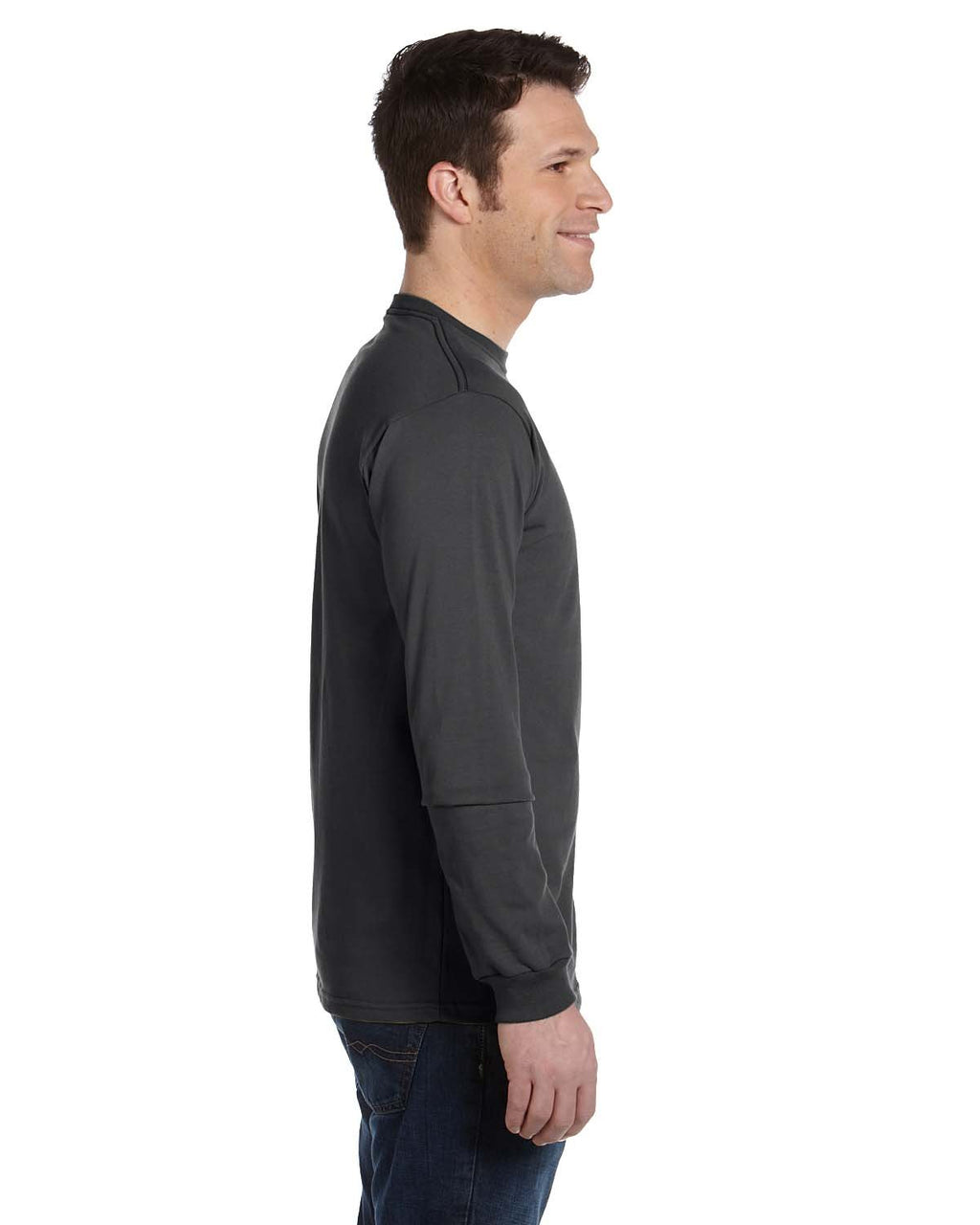 Mens 55 oz 100% Organic cotton classic Long-Sleeve T-Shirt - BLAcK - S(D0102H7ZgTX)