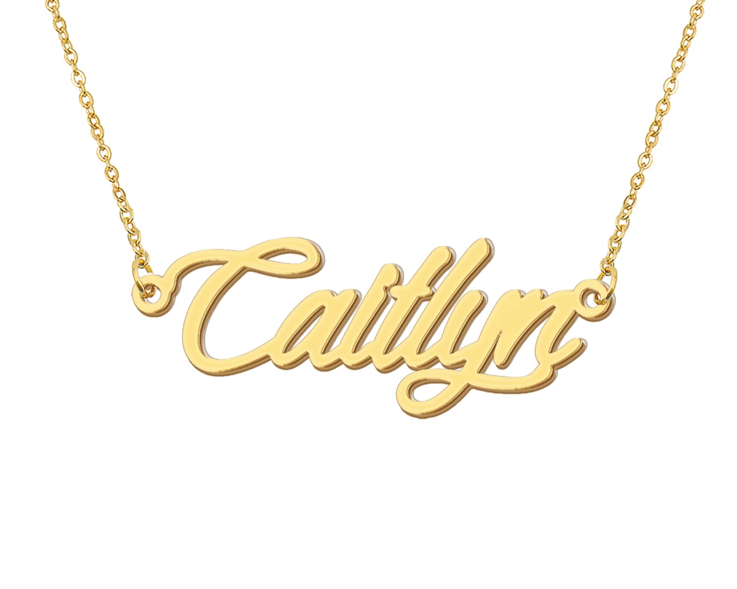 Aoloshow Caitlyn Name Necklace 18k Gold Plated Nameplate Necklace Stainless Steel Womens Jewelry for Christmas