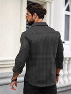 Deelmo MenS Regular Fit Checks Pattern Polyester Blend Shirt With Collared Neck Long Sleeve And Standard Length | Shirt For Man