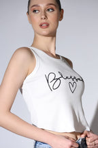 OM SAI LATEST CREATION Crop Tops for Women || Ribbed Solid Chest Printed Crop Top for Girls || Text & Hart Print with Round Neck