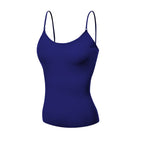 Emmalise Women's Camisole Built in Bra Wireless Fabric Support Short Cami (3Pk Black, Khaki, Navy, Large)