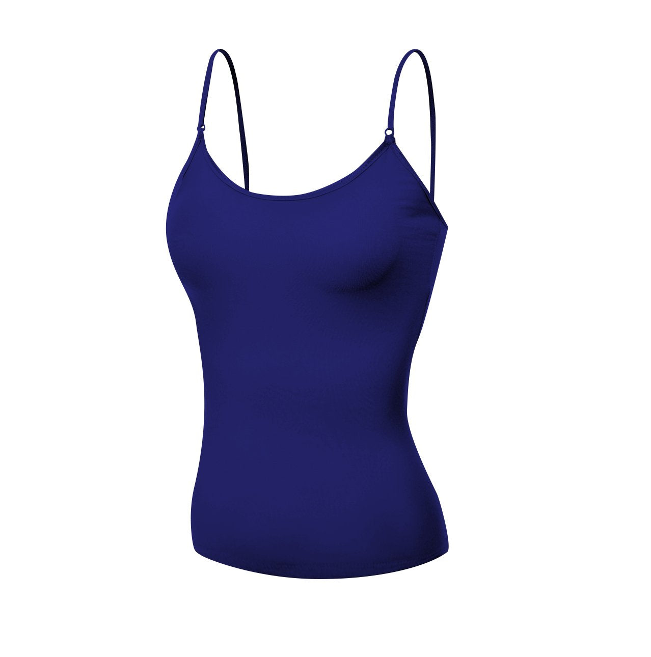 Emmalise Women's Camisole Built in Bra Wireless Fabric Support Short Cami (3Pk Black, Khaki, Navy, Large)