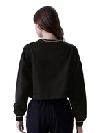 The Souled Store TSS: Black & Blue Women and Girls Oversized fit Full Sleeve Solid Cotton Multi Color Women Oversized Cropped T-